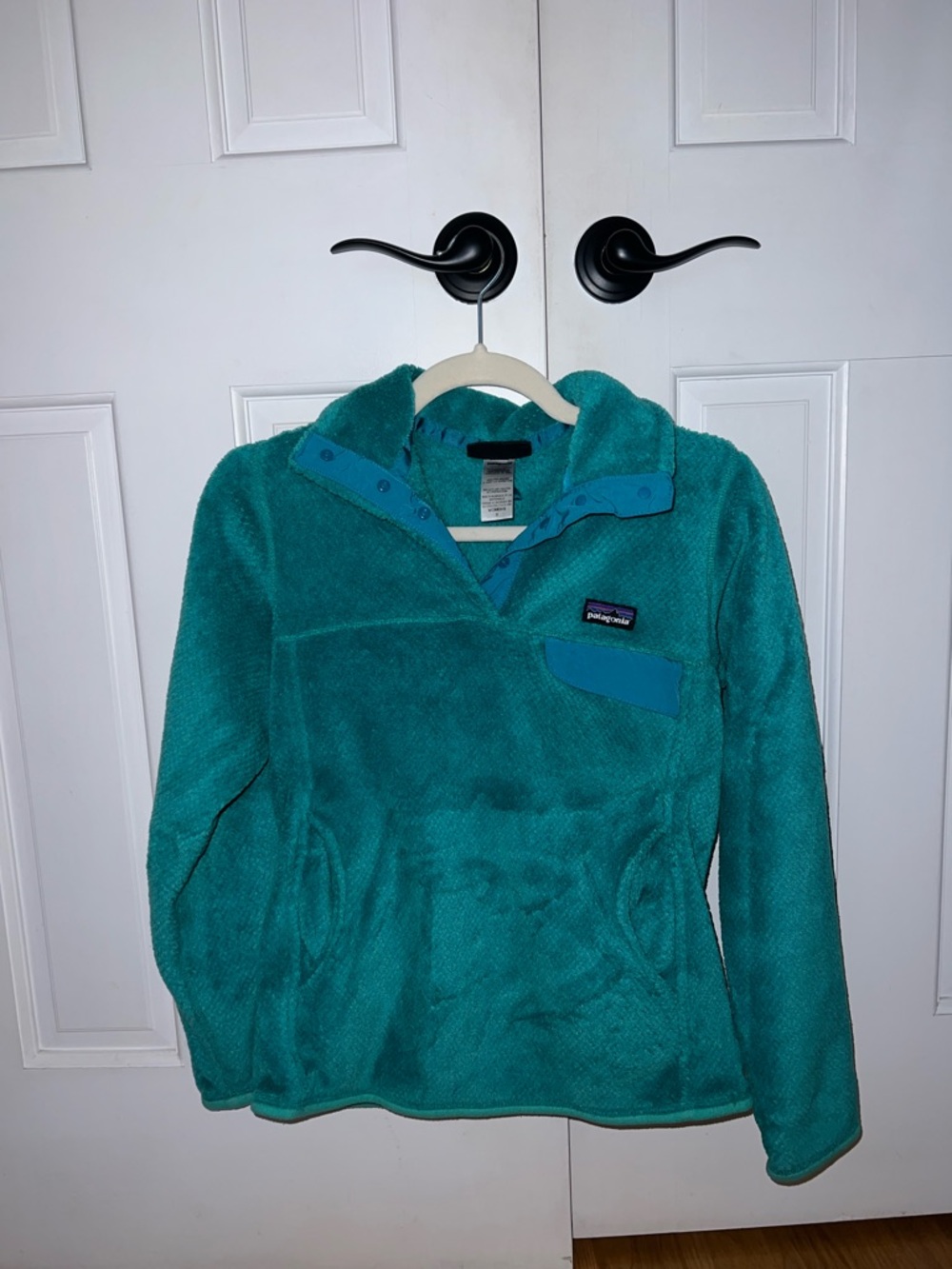Patagonia Teal Green Snap Pullover Fleece